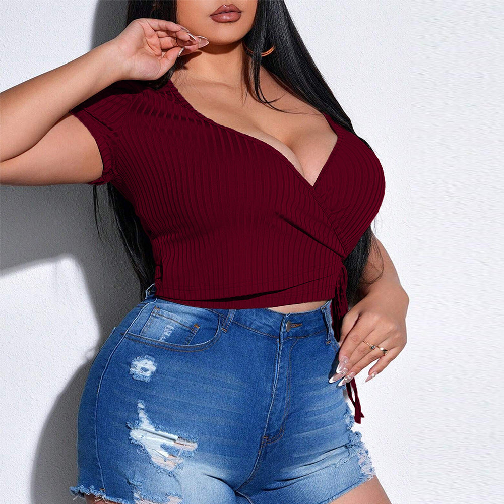 Dame wrap top with deep V-neck and tailored fit Mirla-Eva Jonsson