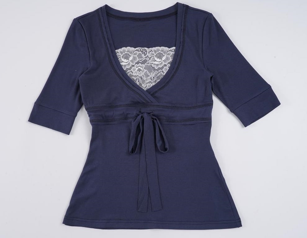 Dame wrap top with lace trim and waistband Mirla-Eva Jonsson