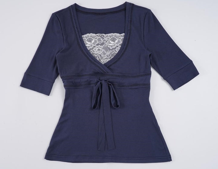 Dame wrap top with lace trim and waistband Mirla-Eva Jonsson