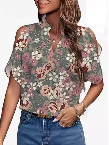 Dameblus med blommönster Mirla-Eva Jonsson