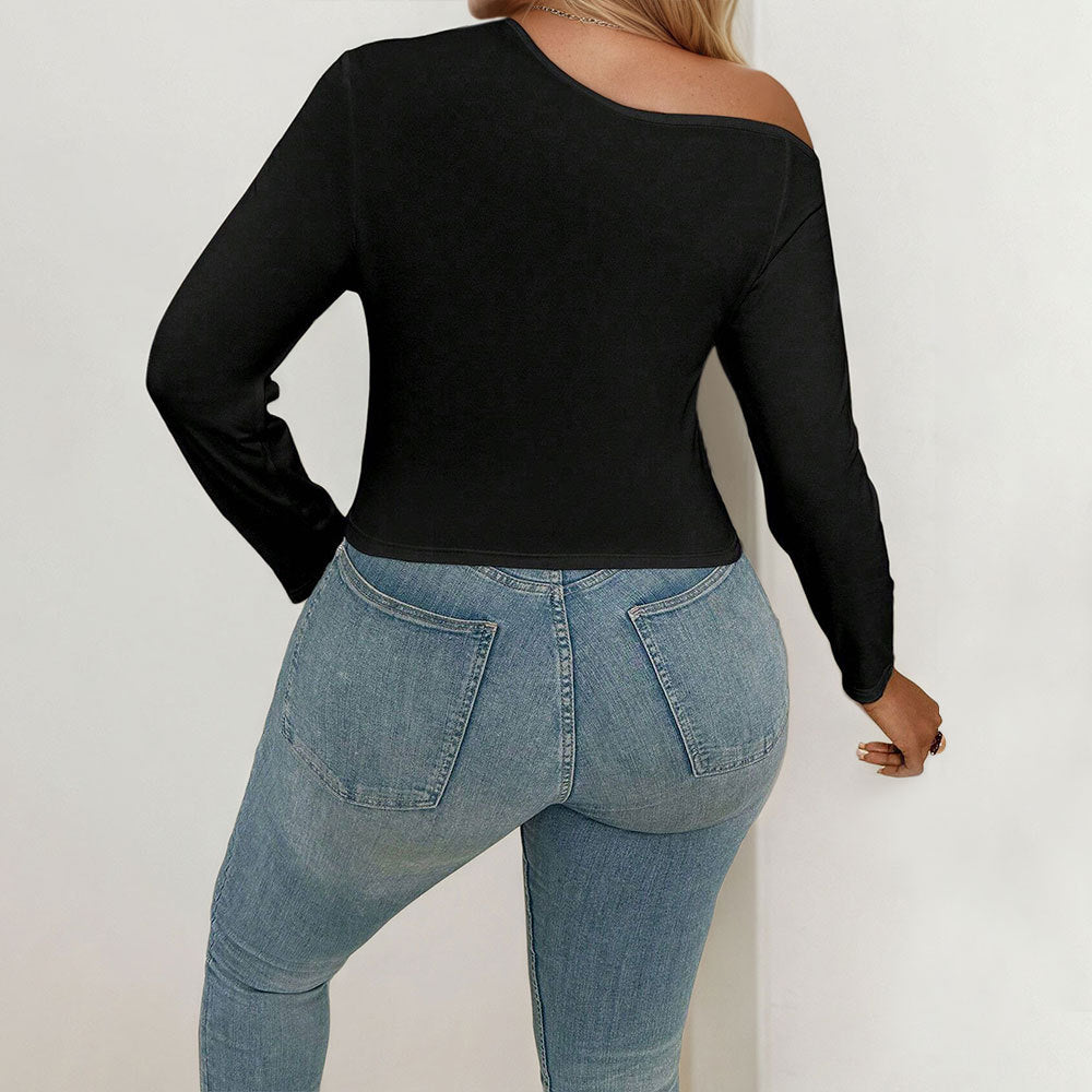 Damebody med asymmetrisk cut-out och långa ärmar Mirla-Eva Jonsson