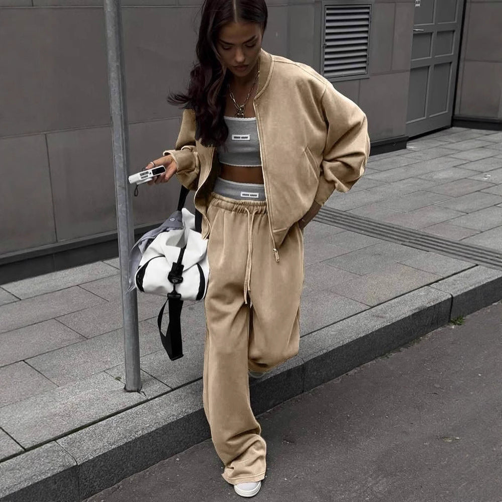 Damed casual lounge set med vida byxor och sportjacka Mirla-Eva Jonsson