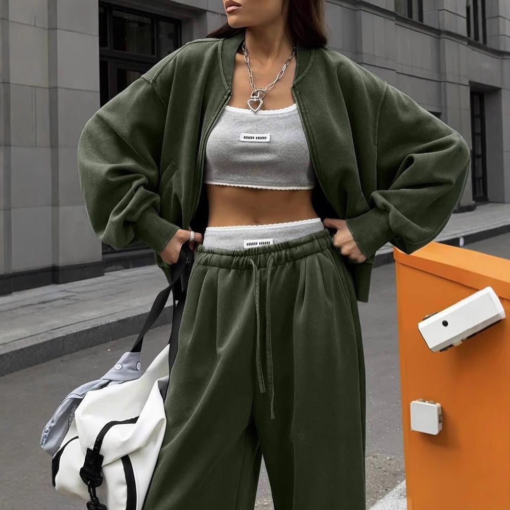Damed casual lounge set med vida byxor och sportjacka Mirla-Eva Jonsson