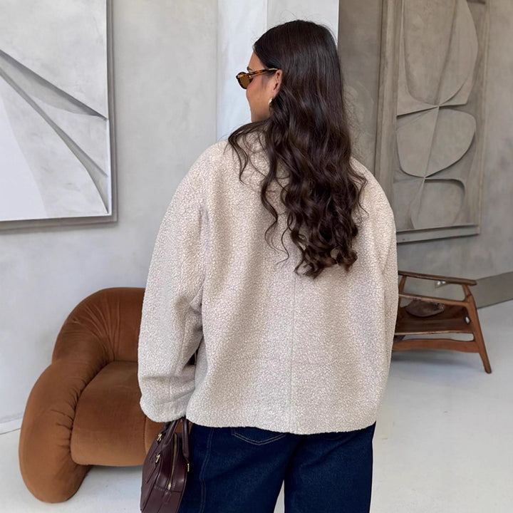 Damed oversized ulljacka med eleganta detaljer Eva Jonsson-Eva Jonsson