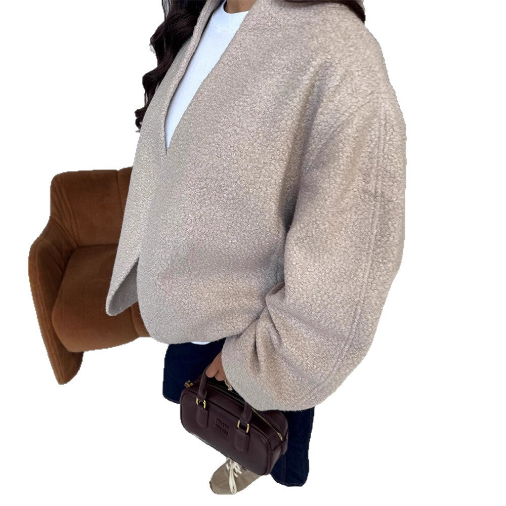Damed oversized ulljacka med eleganta detaljer Eva Jonsson-Eva Jonsson