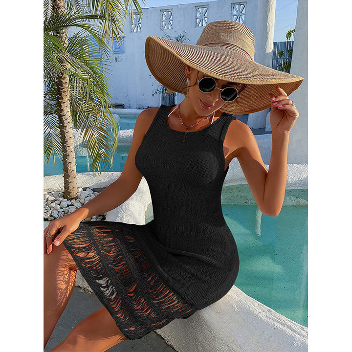 Damehäkeldress med fransig nederkant och elegant snitt Mirla-Eva Jonsson
