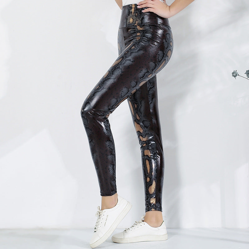 Dameleggings i elegant ormsmönster med hög midja Mirla-Eva Jonsson