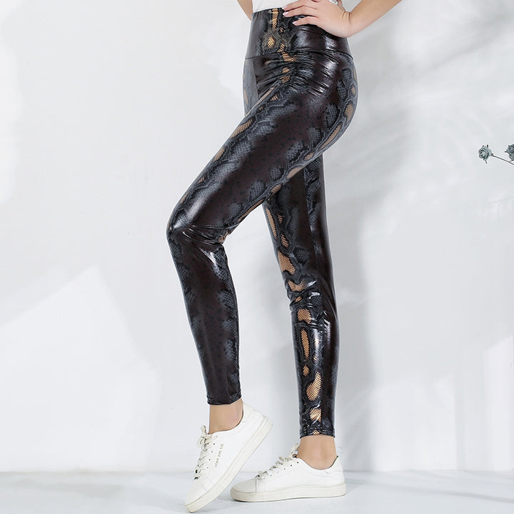 Dameleggings i elegant ormsmönster med hög midja Mirla-Eva Jonsson