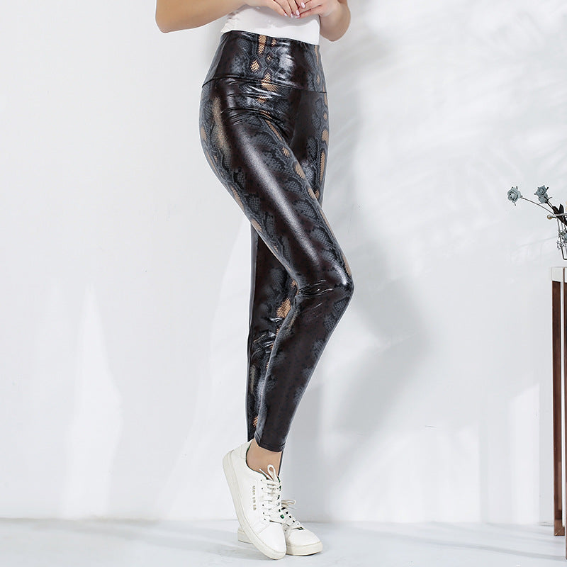 Dameleggings i elegant ormsmönster med hög midja Mirla-Eva Jonsson