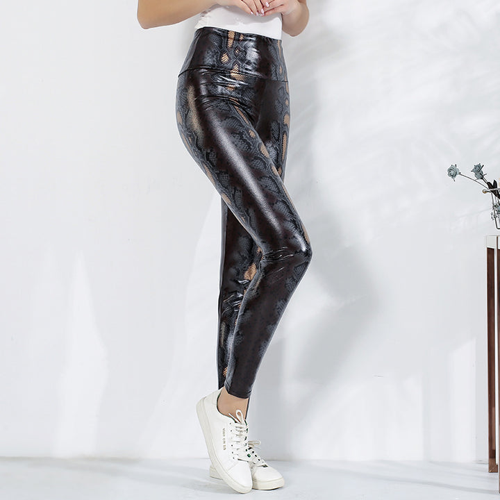 Dameleggings i elegant ormsmönster med hög midja Mirla-Eva Jonsson