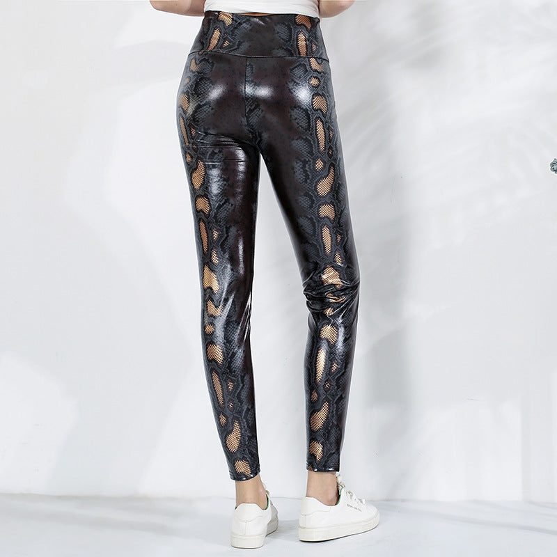 Dameleggings i elegant ormsmönster med hög midja Mirla-Eva Jonsson