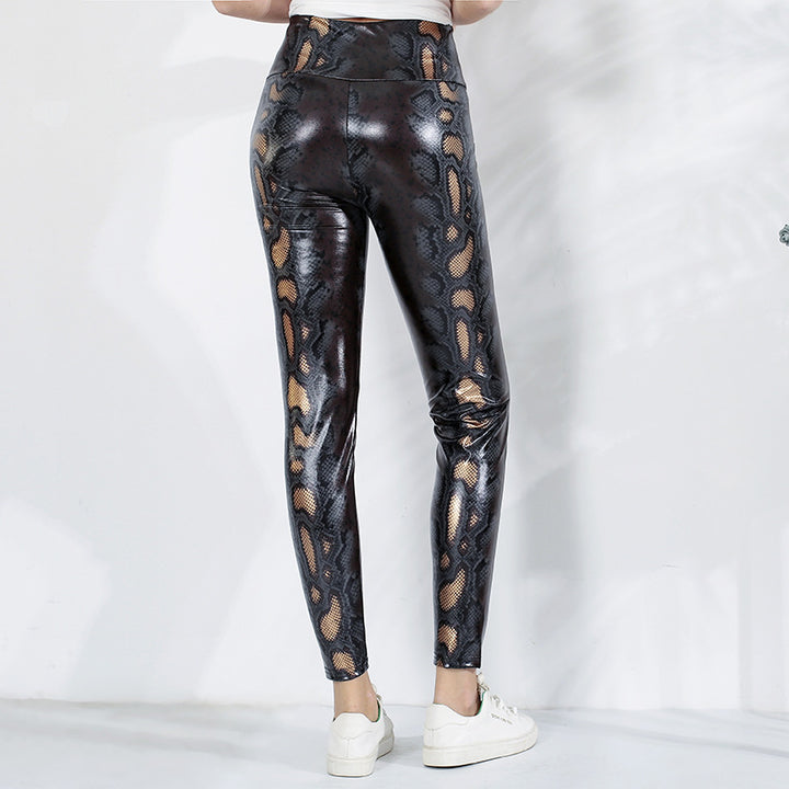 Dameleggings i elegant ormsmönster med hög midja Mirla-Eva Jonsson
