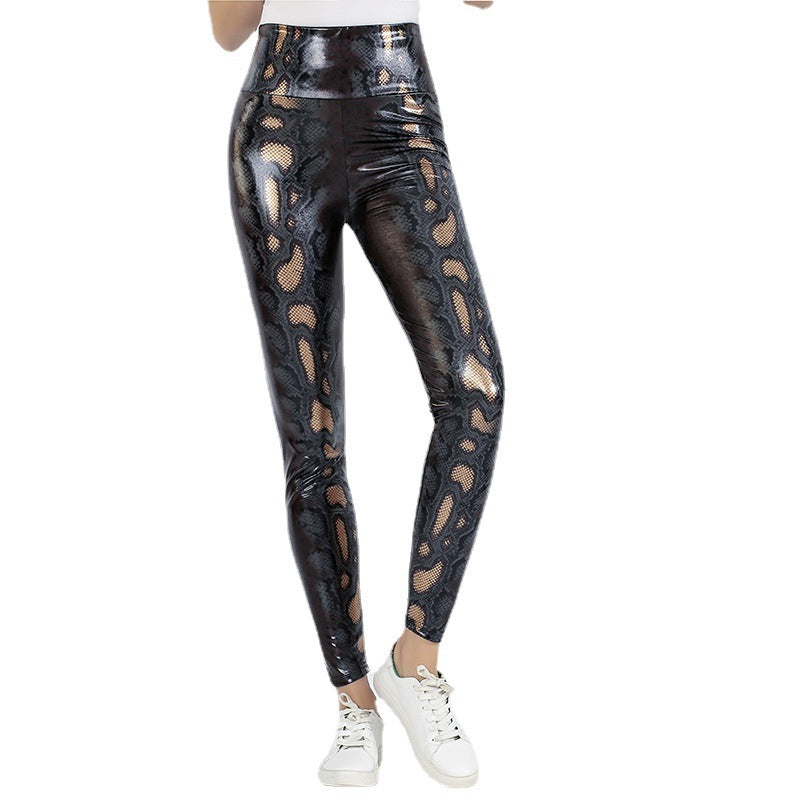 Dameleggings i elegant ormsmönster med hög midja Mirla-Eva Jonsson