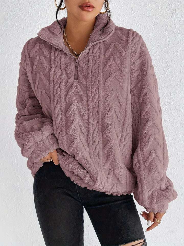 Damem fleece-pullover med hög krage och strukturerad design Mirla-Eva Jonsson