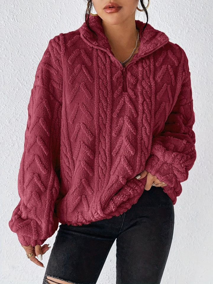 Damem fleece-pullover med hög krage och strukturerad design Mirla-Eva Jonsson
