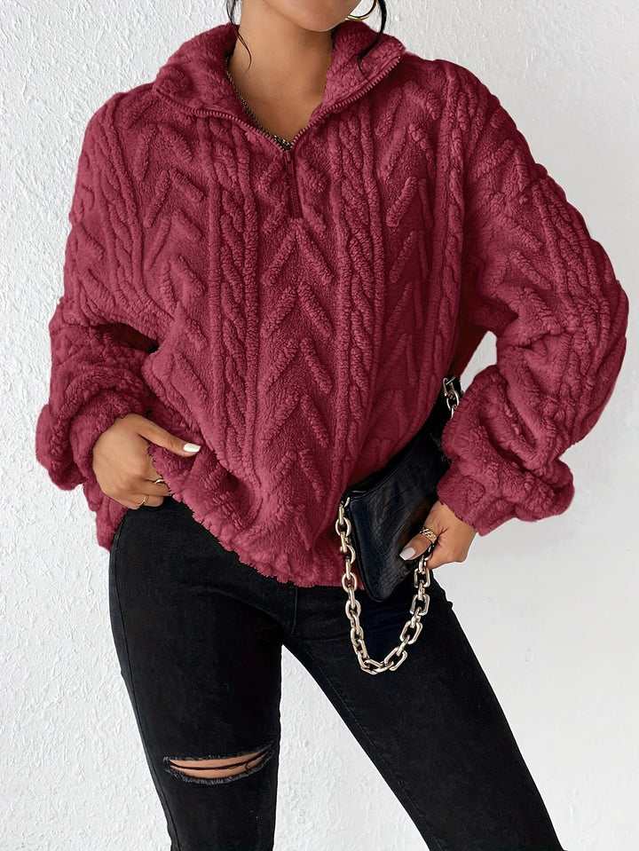 Damem fleece-pullover med hög krage och strukturerad design Mirla-Eva Jonsson