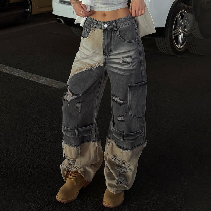 Damen Baggy-jeans med vintage-detaljer och iögonfallande förstöringseffekter Mirla-Eva Jonsson