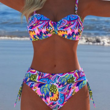 Damen Balconette Bikini mit floralem Design und verstellbaren Trägern Mirla-Eva Jonsson