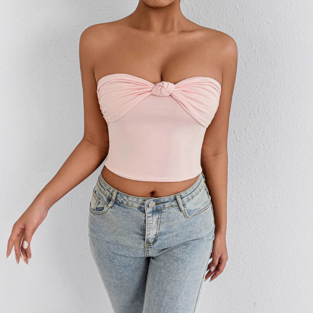 Damen Bandeau Crop-Top med knutdesign Mirla-Eva Jonsson