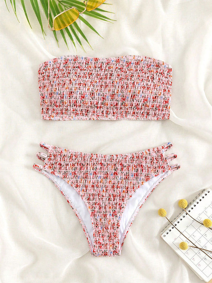 Damen Bandeau bikini med raffinerade volangdetaljer och justerbara axelband Mirla-Eva Jonsson