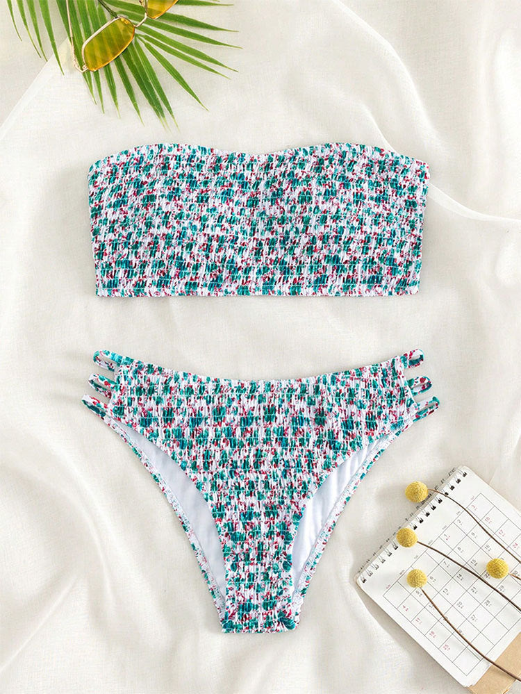 Damen Bandeau bikini med raffinerade volangdetaljer och justerbara axelband Mirla-Eva Jonsson