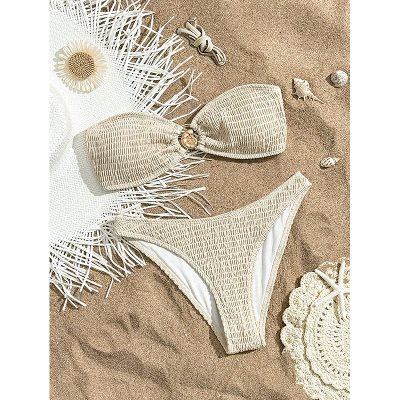 Damen Bandeau-bikini med strukturerad yta och charmiga accenter Mirla-Eva Jonsson