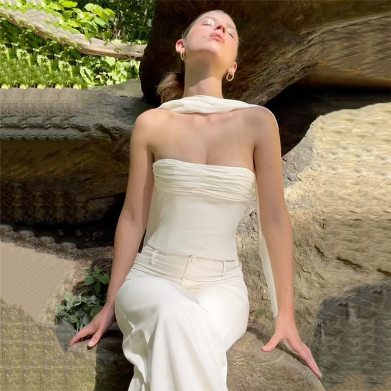 Damen Bandeau-top med elegant chiffongärde Mirla-Eva Jonsson
