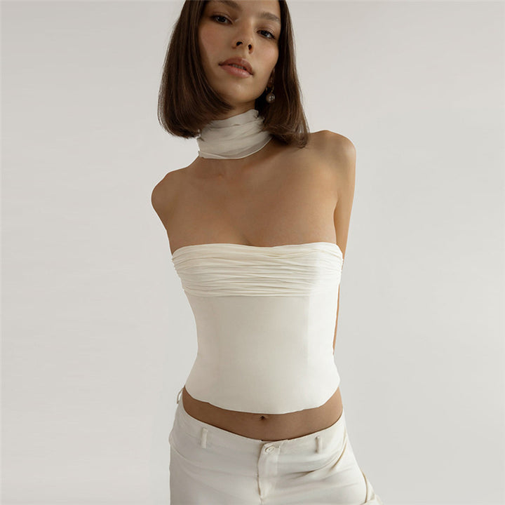 Damen Bandeau-top med elegant chiffongärde Mirla-Eva Jonsson