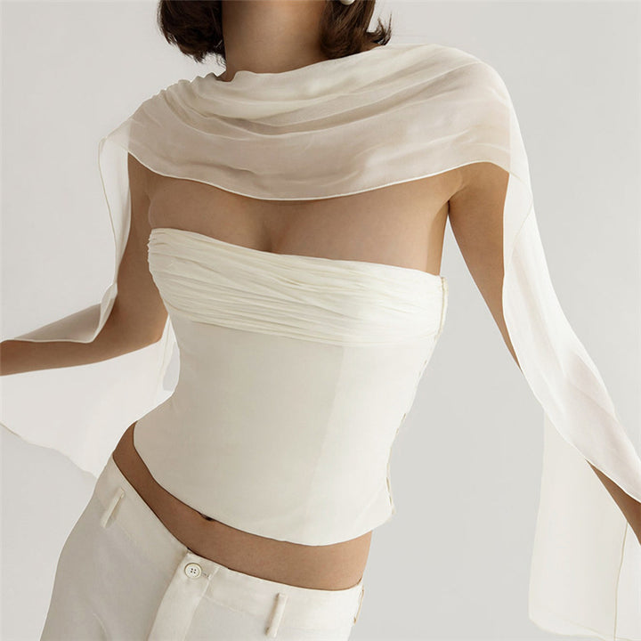 Damen Bandeau-top med elegant chiffongärde Mirla-Eva Jonsson
