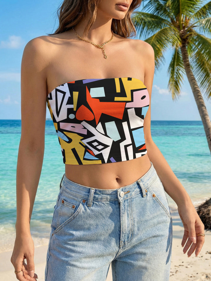 Damen Bandeau-top med kreativ marmor-design Mirla-Eva Jonsson