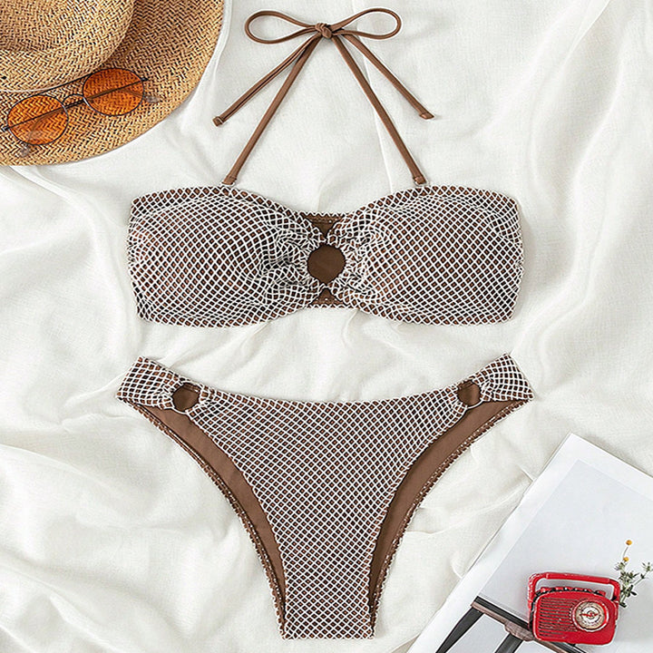 Damen Bikini Set med dekorativa ringdetaljer och nätstruktur Mirla-Eva Jonsson