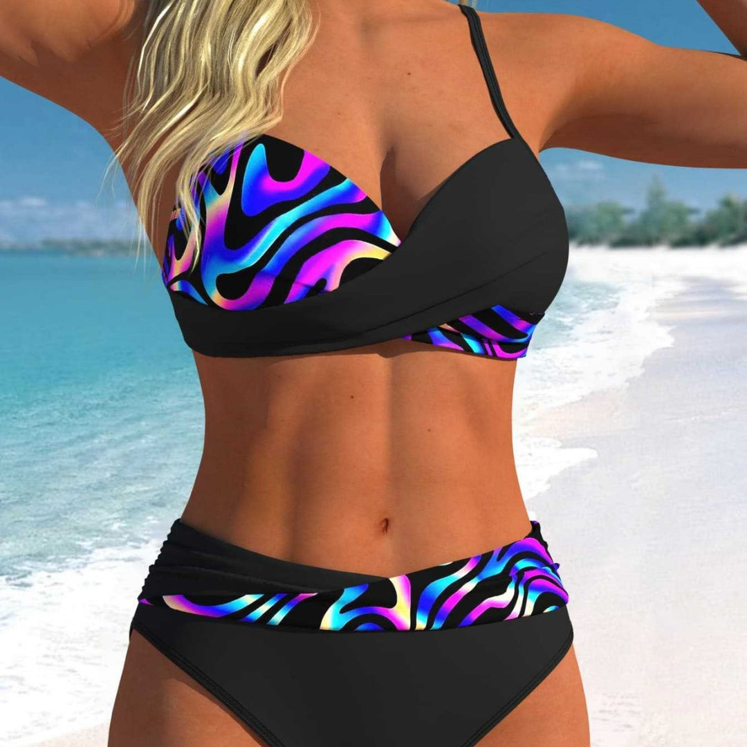 Damen Bikini Set med modernt vikdesign och livligt mönster Mirla-Eva Jonsson