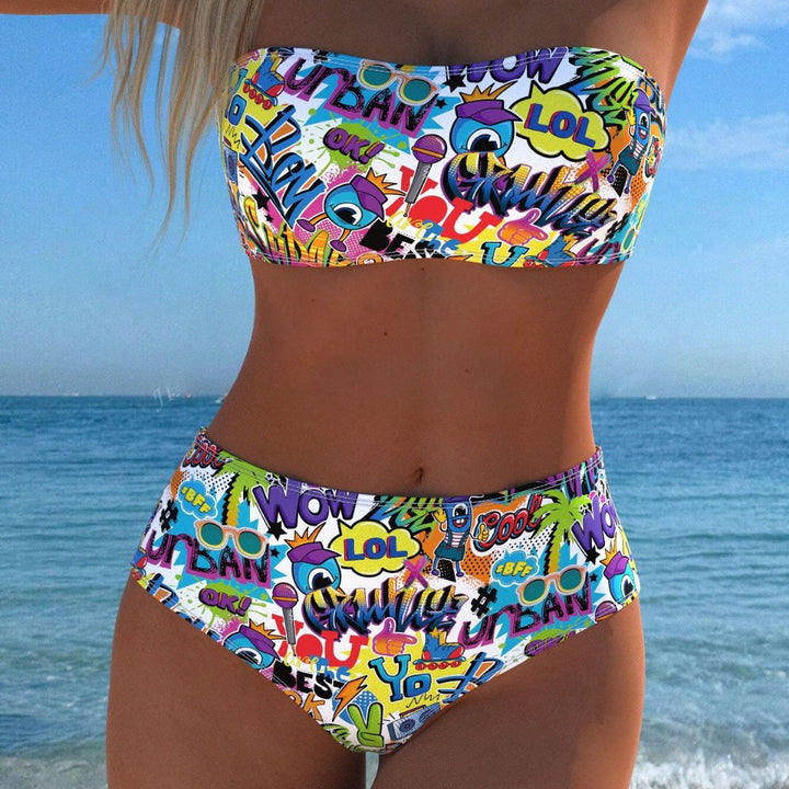 Damen Bikini Set med modernt vikdesign och livligt mönster Mirla-Eva Jonsson