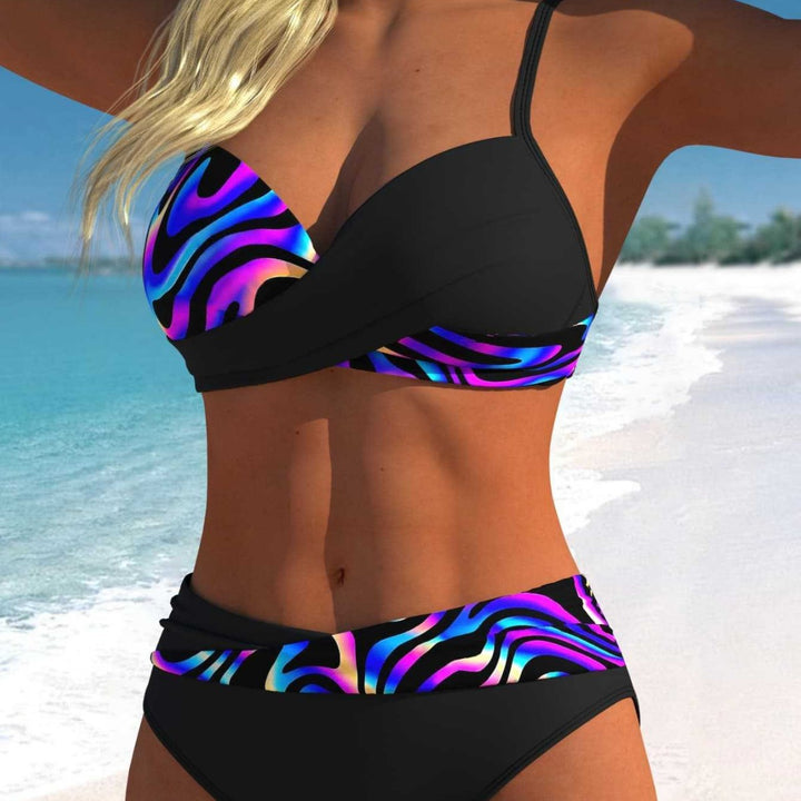 Damen Bikini Set med modernt vikdesign och livligt mönster Mirla-Eva Jonsson