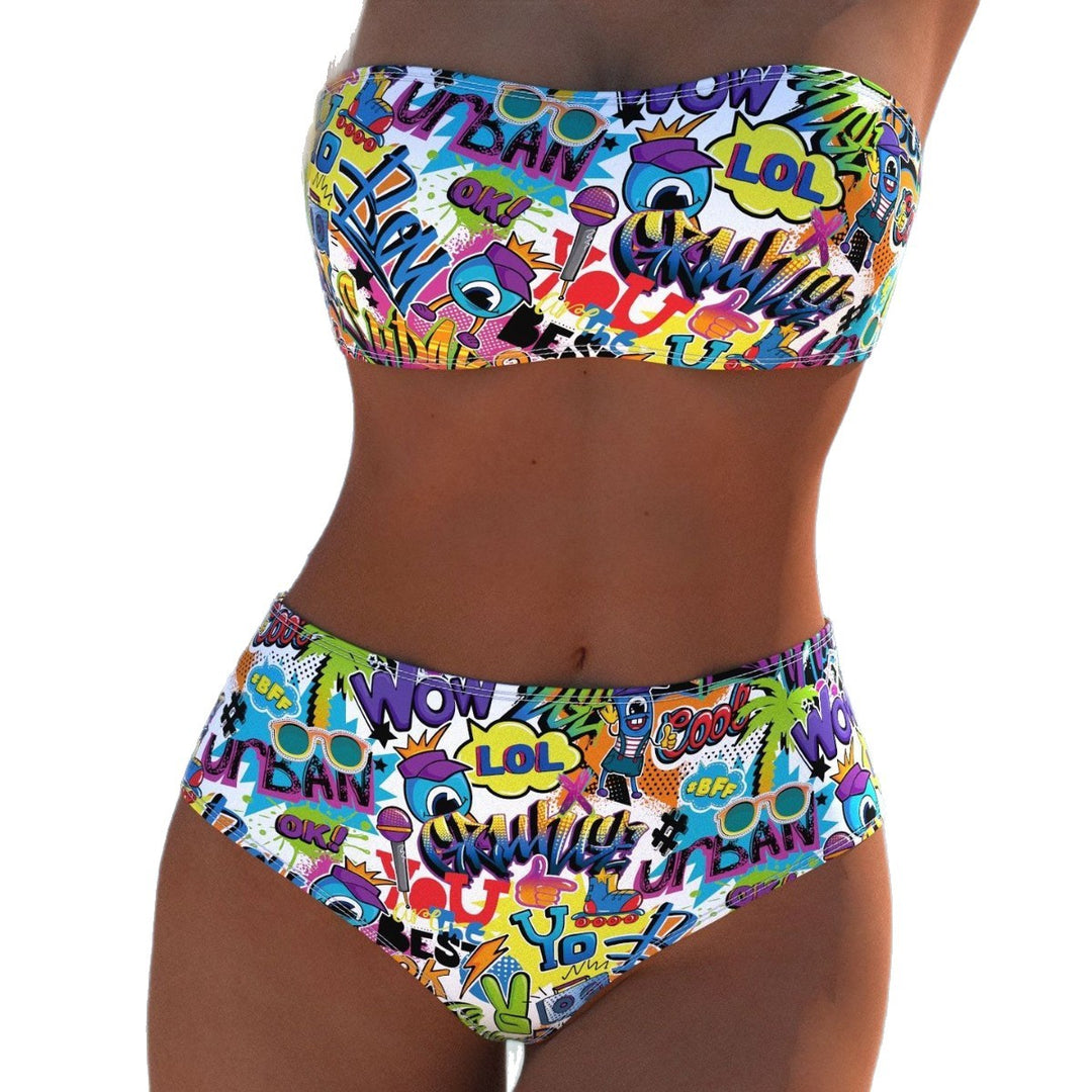 Damen Bikini Set med modernt vikdesign och livligt mönster Mirla-Eva Jonsson