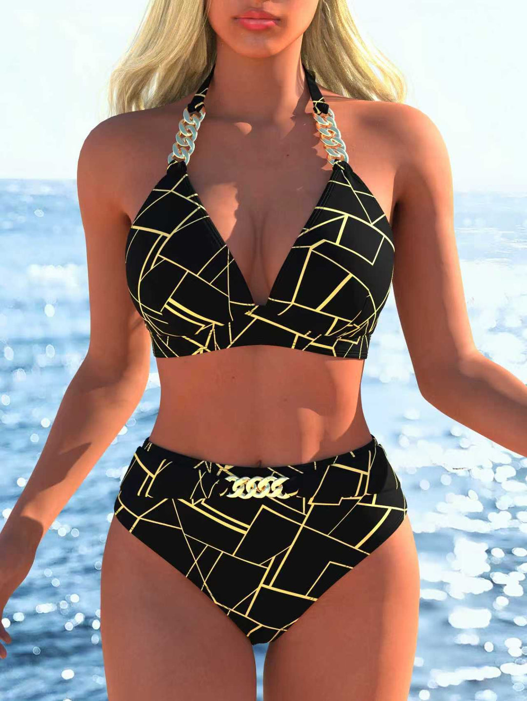 Damen Bikini med lyxigt marmor mönster och eleganta detaljer Mirla-Eva Jonsson