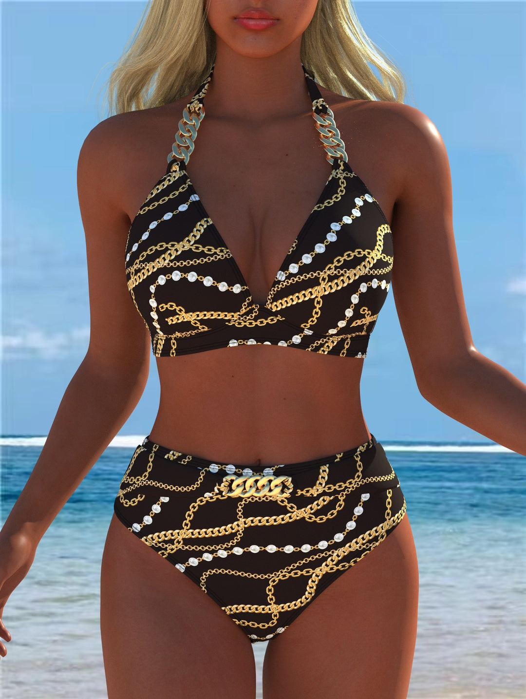 Damen Bikini med lyxigt marmor mönster och eleganta detaljer Mirla-Eva Jonsson