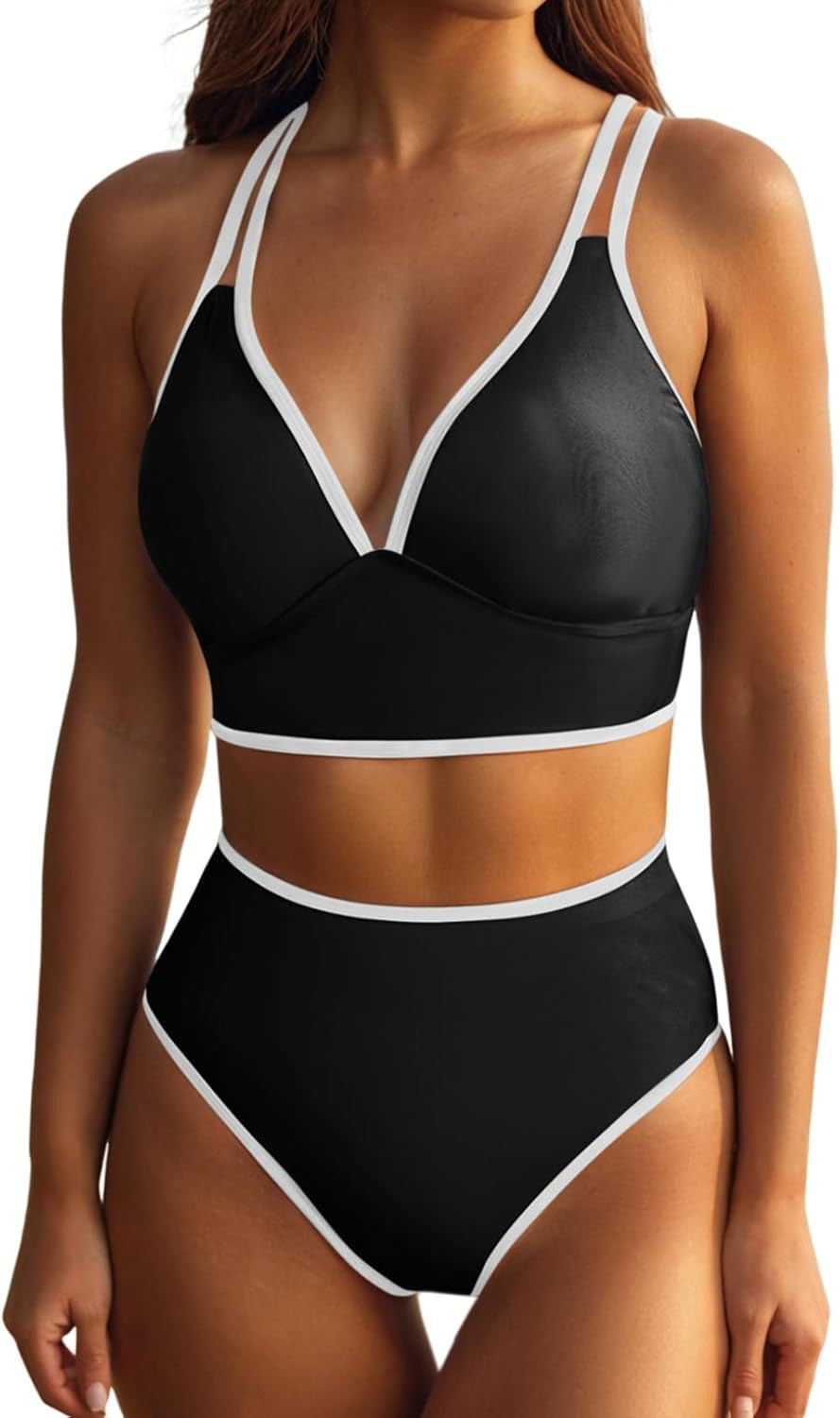 Damen Bikini-set med elegant högskuren bikiniunderdel och justerbara band Mirla-Eva Jonsson