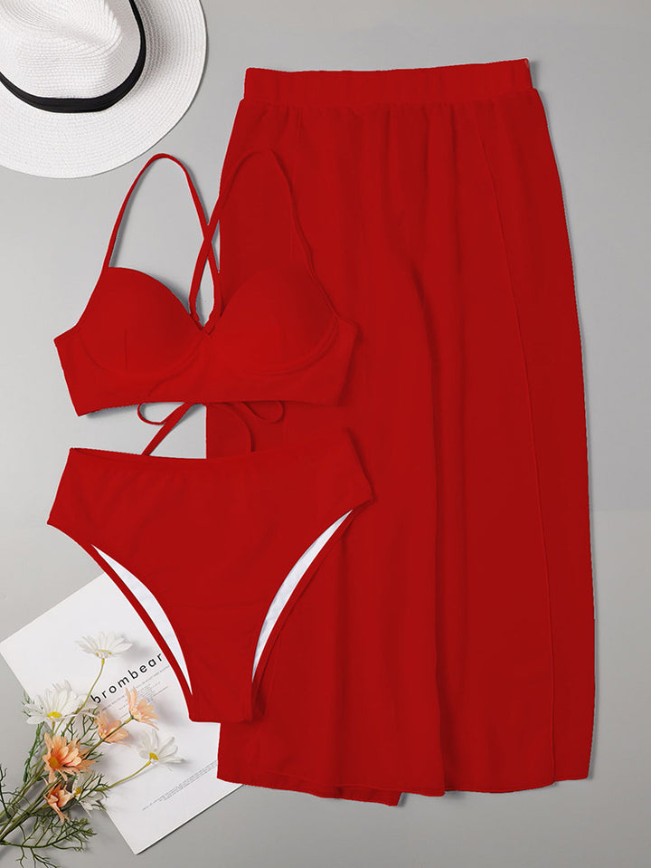 Damen Bikini-set med högskuren bikiniunderdel och luftig omlottkjol Mirla-Eva Jonsson