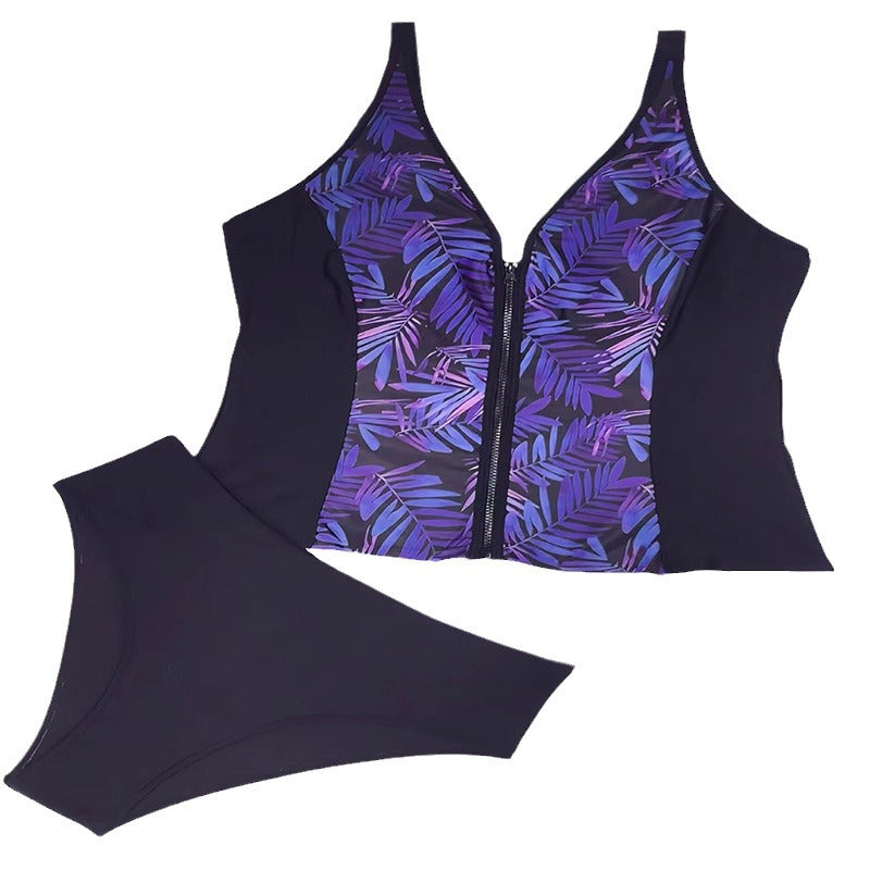 Damen Bikini-set med moderiktigt zip-överkropp och bekväm hög midja slip Mirla-Eva Jonsson