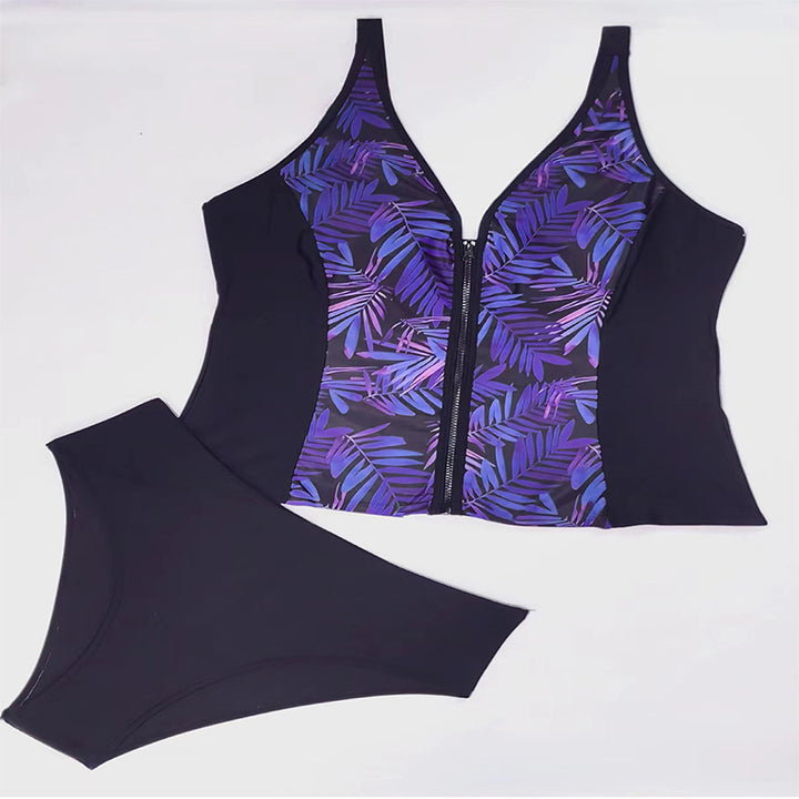 Damen Bikini-set med moderiktigt zip-överkropp och bekväm hög midja slip Mirla-Eva Jonsson