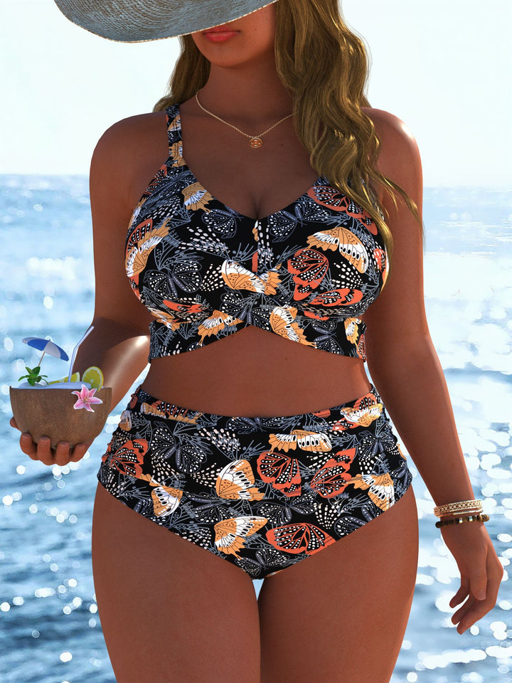 Damen Bikini-set med stiligt marmor mönster och hög midja Mirla-Eva Jonsson
