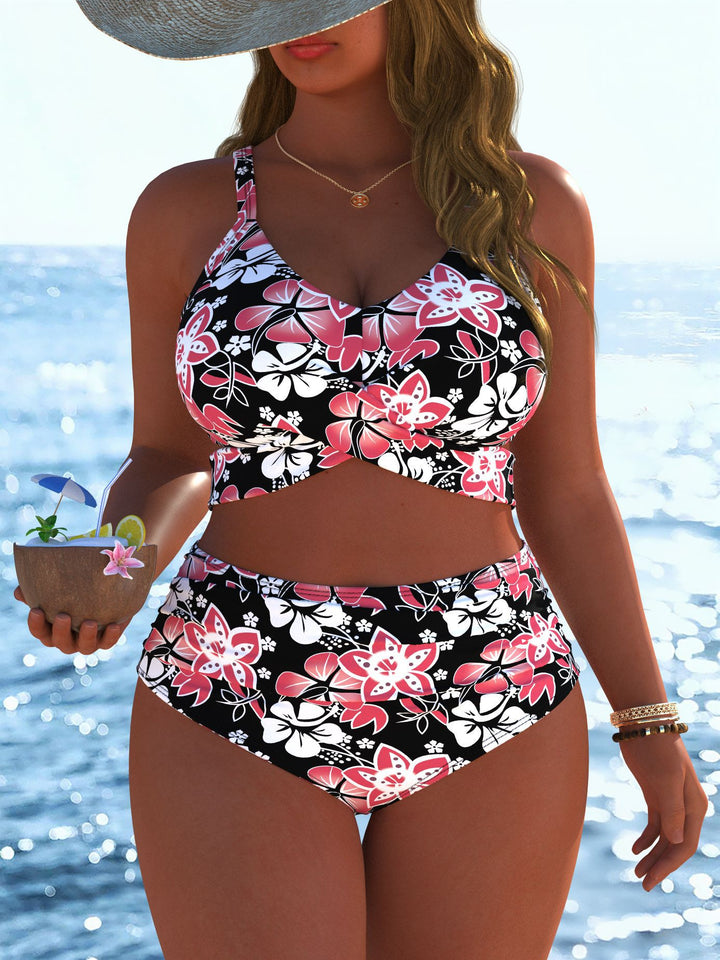 Damen Bikini-set med stiligt marmor mönster och hög midja Mirla-Eva Jonsson
