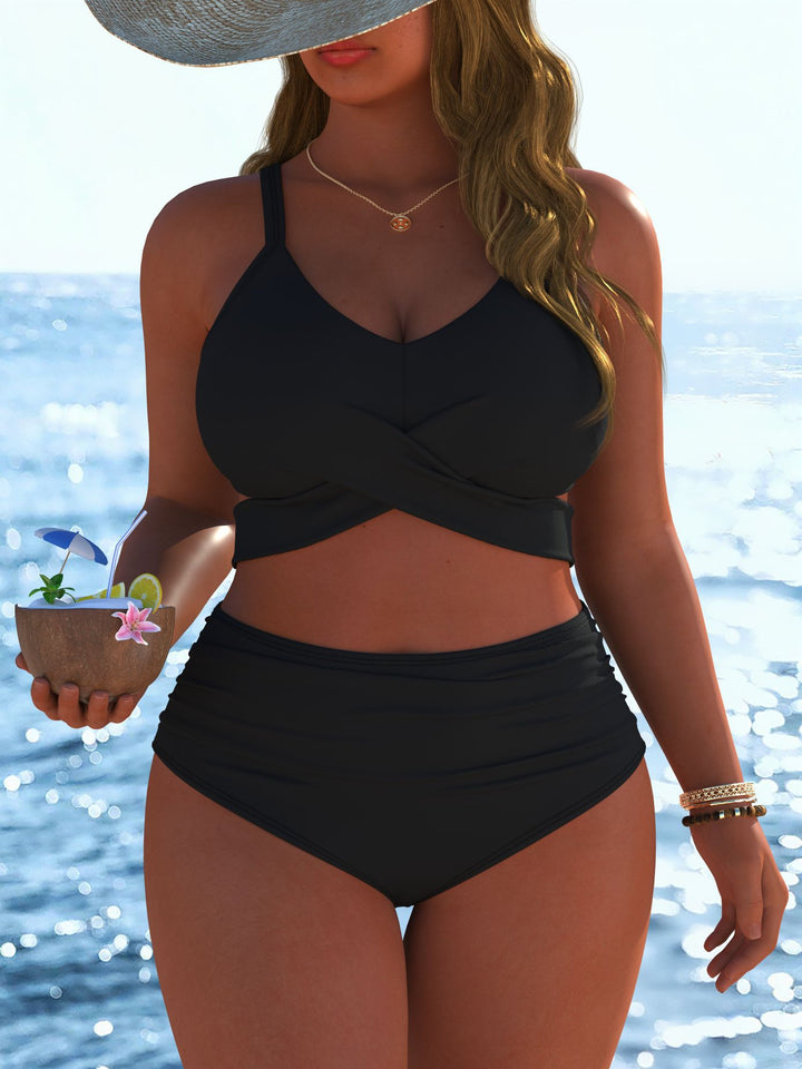 Damen Bikini-set med stiligt marmor mönster och hög midja Mirla-Eva Jonsson