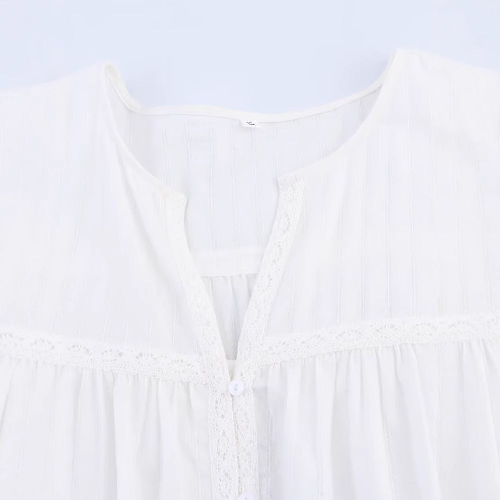 Damen Blusenshirt med eleganta spetsapplikationer Mirla-Eva Jonsson