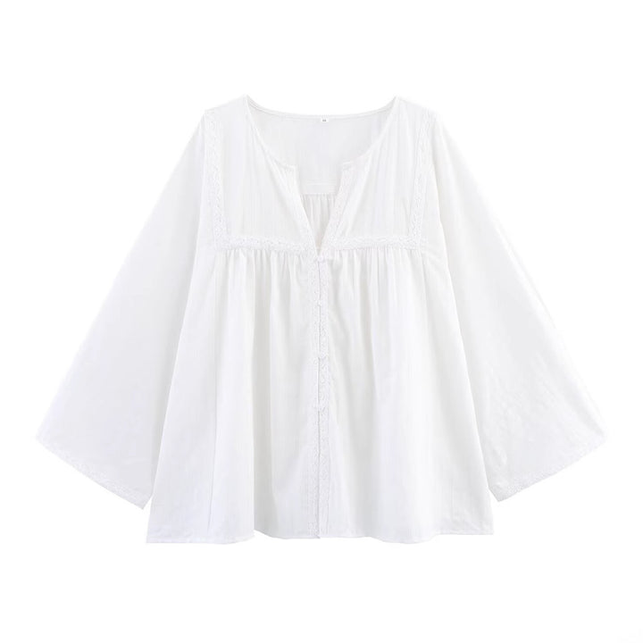 Damen Blusenshirt med eleganta spetsapplikationer Mirla-Eva Jonsson