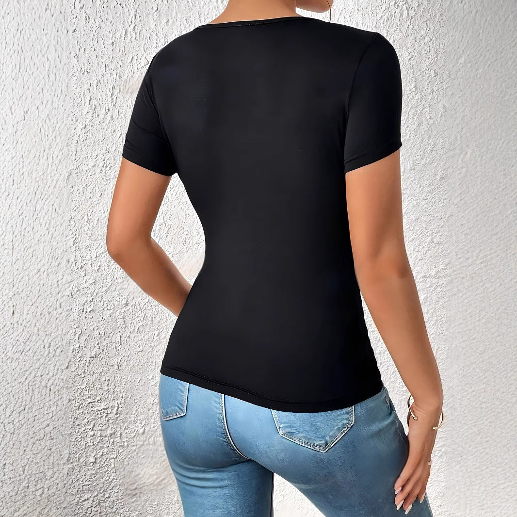 Damen Body mit tiefem V-Ausschnitt und transparenter Netzeinsätzen Mirla-Eva Jonsson