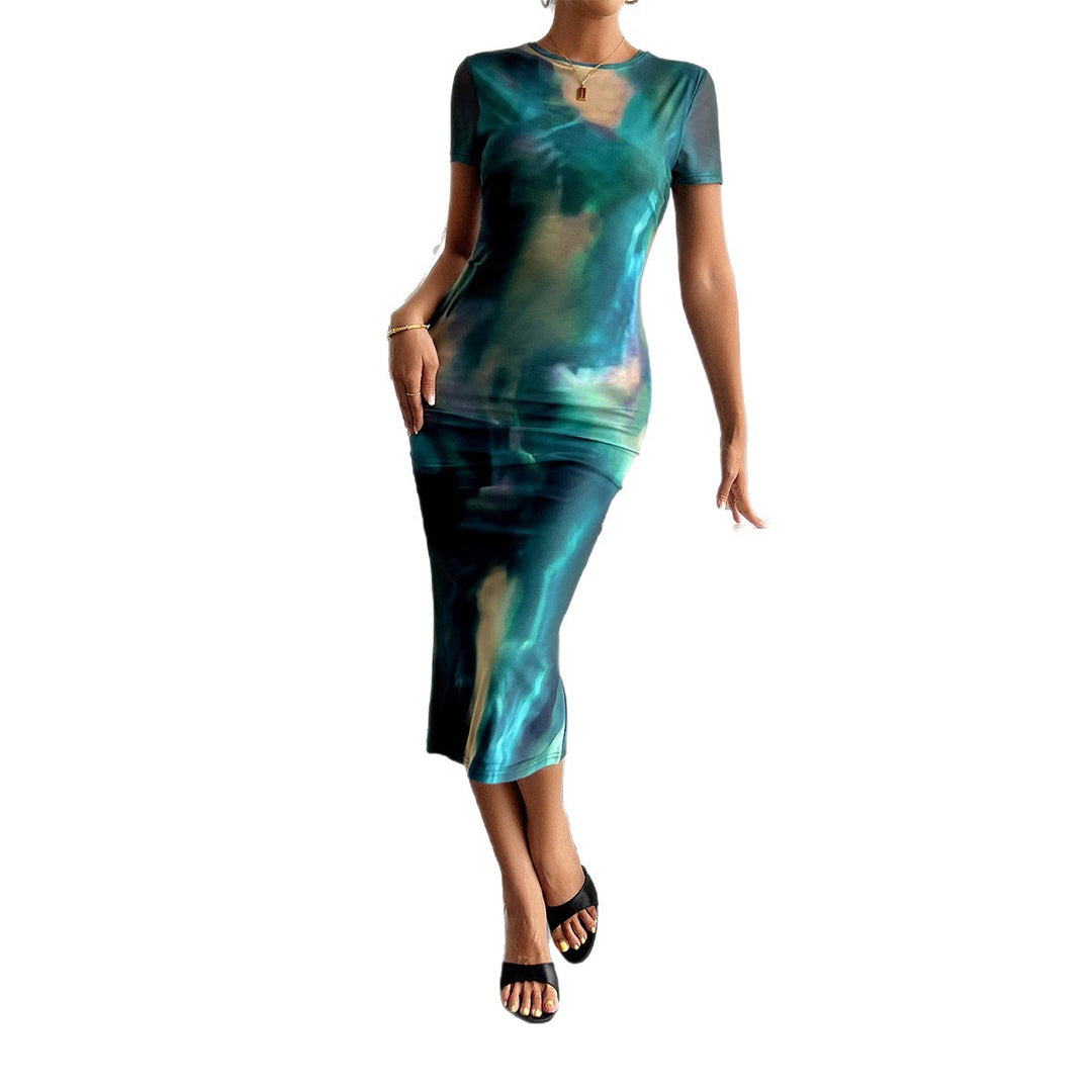 Damen Bodycon Klänning med modernt Tie-Dye-mönster Mirla-Eva Jonsson