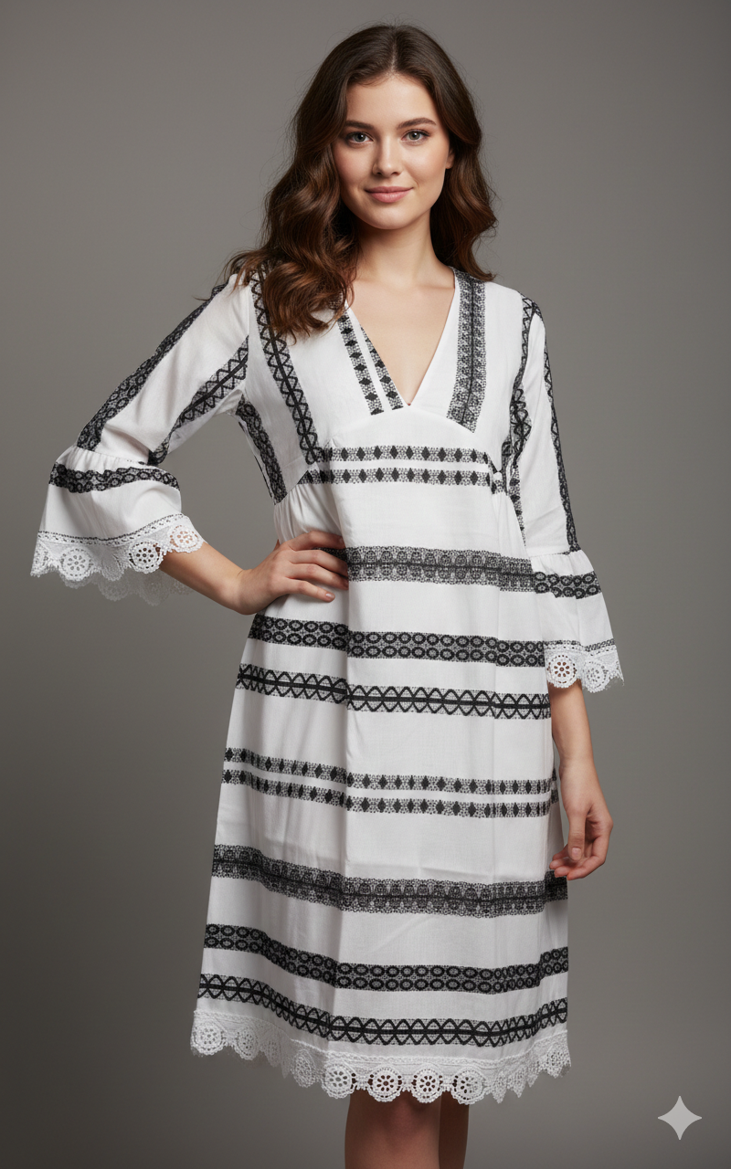 Damen Bohemian-stil utsvängda ärmar mini klänning Eva Jonsson-Eva Jonsson