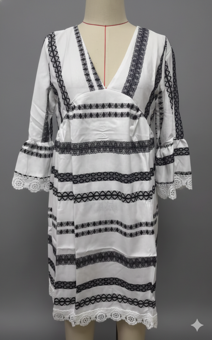 Damen Bohemian-stil utsvängda ärmar mini klänning Eva Jonsson-Eva Jonsson